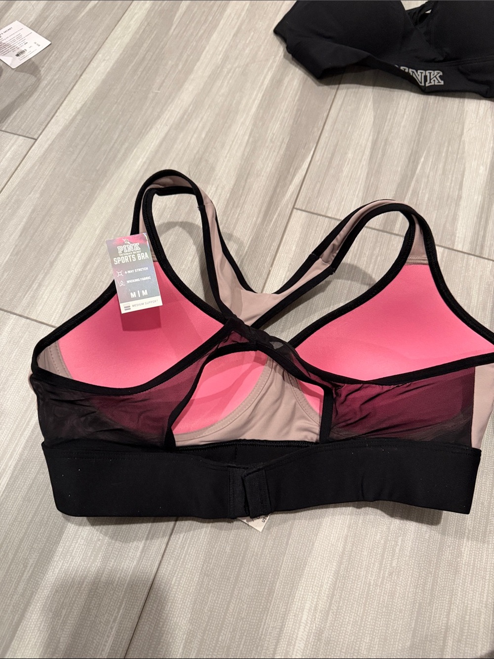 PINK Victoria's Secret Blush and Black Wireless Ultimate push up Sports bra - Picture 2 of 2